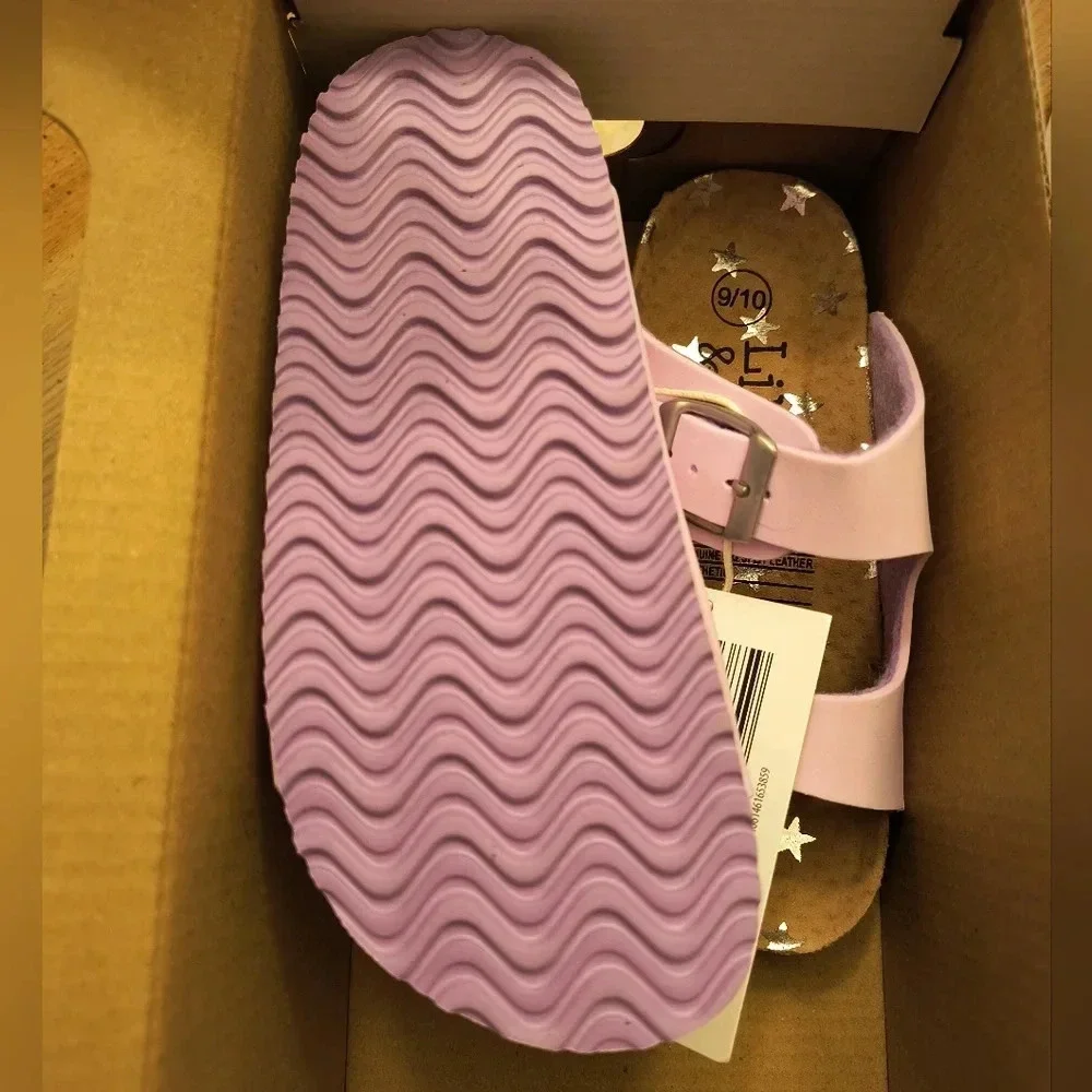 Lily Dan girls small sandals purple Star tan slip-on shoes summer spring buckle